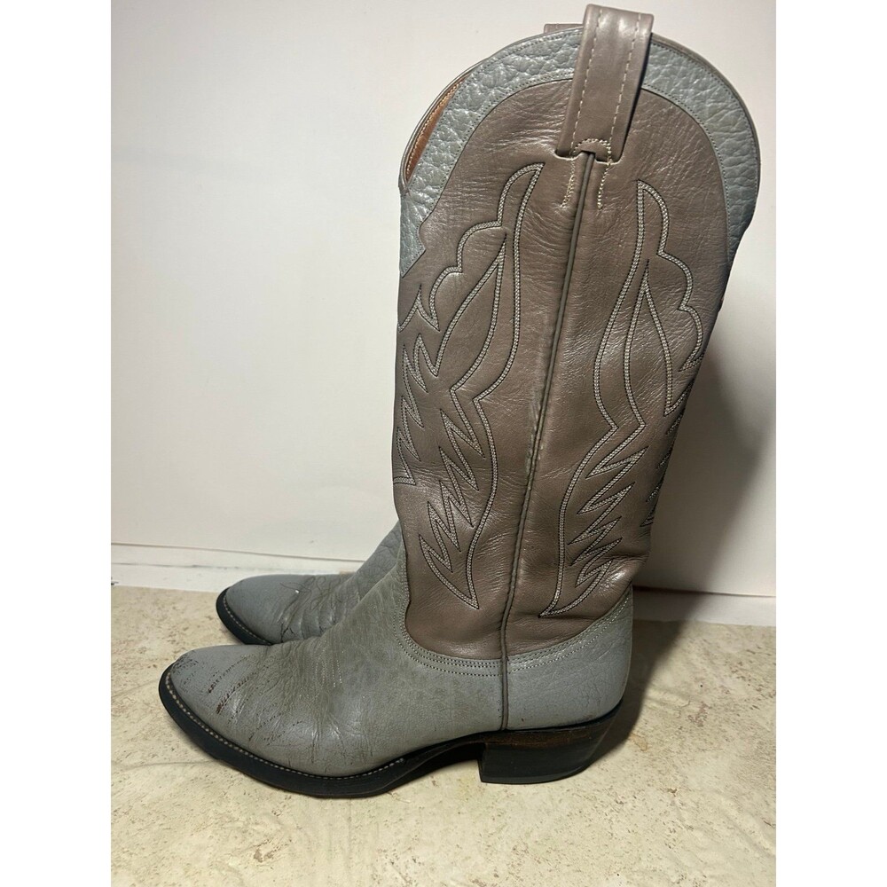 Vintage Nocona N6802 Boots Men’s 8D Gray Brown Leather Western Repair Needed